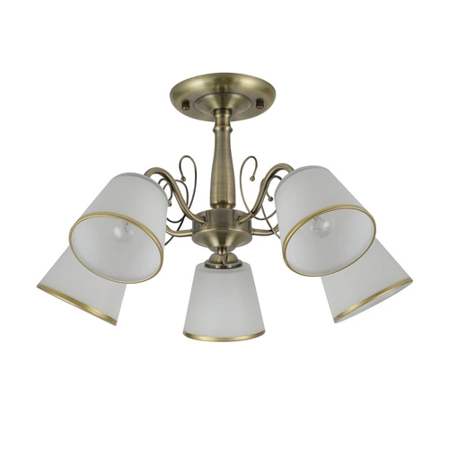 Lampa sufitowa Losanna patynowy 5x40W  E14 klosz biały z obwódką