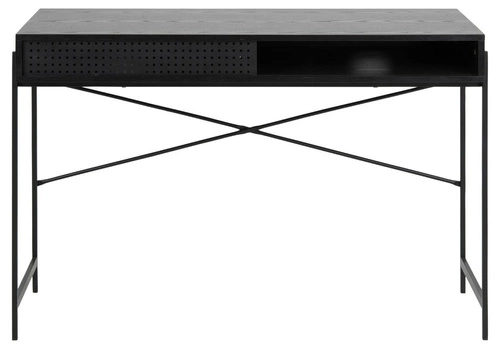 Biurko Angus czarne industrialne do pracy z ukrytą półką 110 cm Actona – nowoczesne biurko loft