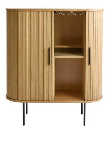 Komoda wysoka Nola dąb naturalny ryflowana na nóżkach do salonu