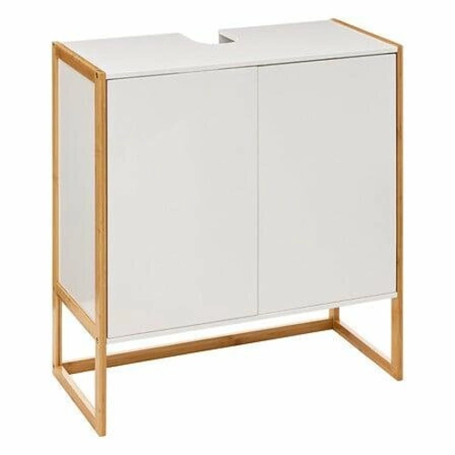 Biała szafka łazienkowa stojąca pod umywalkę Natureo 70 cm nowoczesna MDF bambus 5five