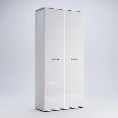 Szafa biała z połyskiem Bella 2-drzwiowa z drążkiem i półkami głębokość 40 do sypialni