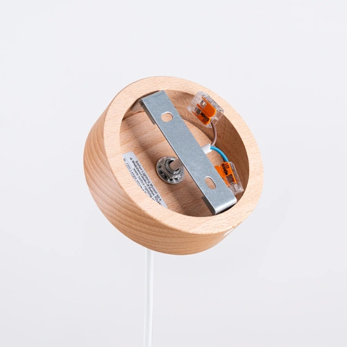 Lampa wisząca MARION biała skandynawska okrągła do salonu i jadalni drewno stal 130 cm