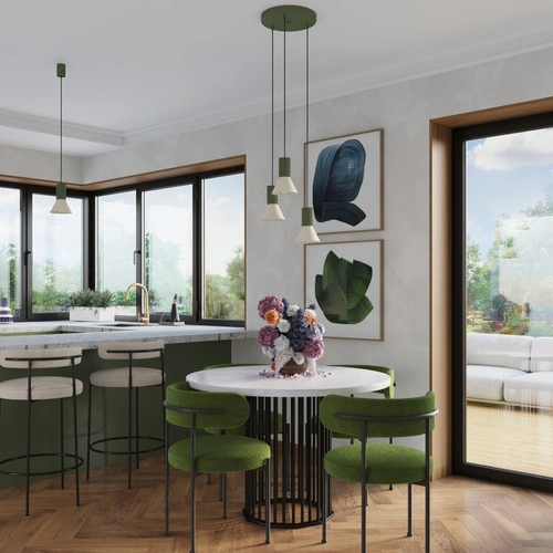 Lampa wisząca loftowa ESTRIA 1 beżowa zielona oliwka do kuchni nad stół