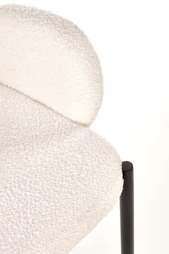 Krzesło tapicerowane Perrol boucle kremowe z podłokietnikami do jadalni nowoczesne Intesi