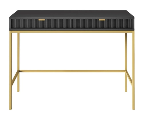 Zestaw mebli do sypialni czarny/złoty Delicious ryflowane fronty