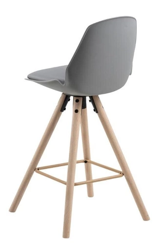 Hoker Oslo szary z oparciem do kuchni, drewniany na dębowych nogach, nowoczesny Actona