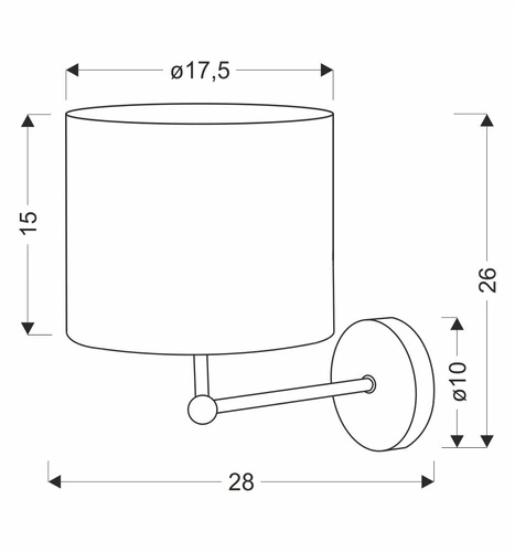 Kinkiet ścienny TOPI czarny z kremowym abażurem nowoczesny do salonu i sypialni 26 cm