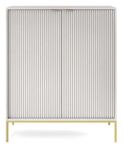 Zestaw mebli do sypialni szary/złoty Delicious ryflowane fronty