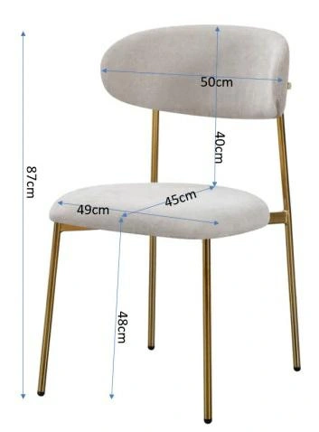 Krzesło Nola beżowe welurowe na złotych nogach do jadalni i salonu