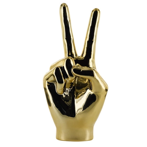 Figurka dekoracyjna Dłoń Victoria Intesi złota ceramiczna do salonu i biura 27 cm