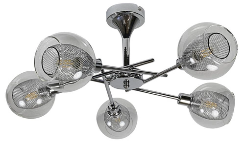 Lampa wisząca Ozzo 5x40W E14 chrom klosz  bezbarwny