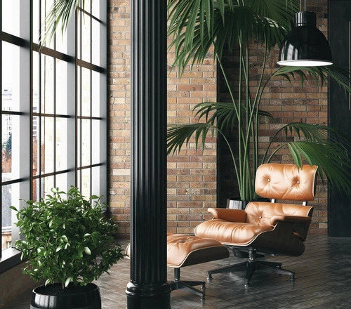 Fotel Vip Lounge Chair skórzany obrotowy do salonu z podnóżkiem brązowy nowoczesny