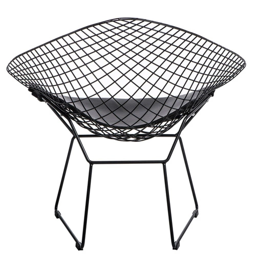 Krzesło HarryArm czarne poduszka czarna metalowe