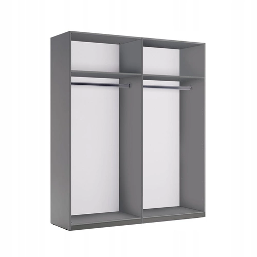 Szafa z lustrem Della szara nowoczesna z półkami i drążkiem do sypialni 200 cm