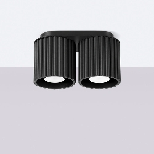 Plafon sufitowy nowoczesny czarny AURA 2 do salonu i kuchni GU10 minimalistyczny