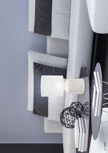 Biała lampka nocna do sypialni Iner nowoczesna ceramiczna z abażurem Candellux 32 cm