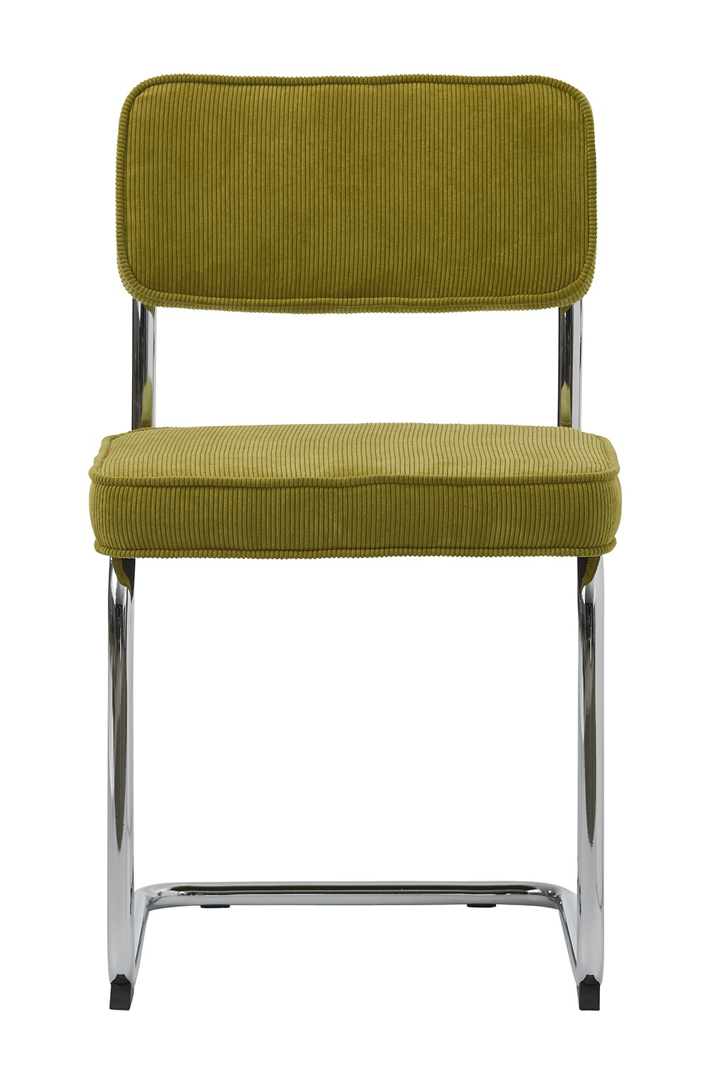 Krzesło tapicerowane sztruks Tepper zielone do jadalni i salonu nowoczesne na płozach