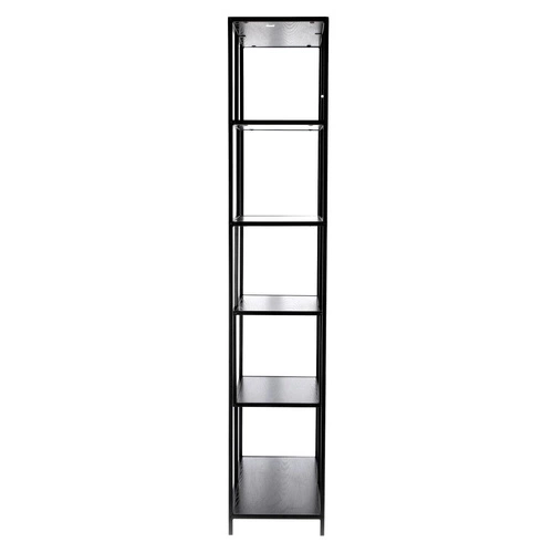 Regał na książki do salonu Seaford II czarny nowoczesny metalowy wysoki 77 cm Intesi