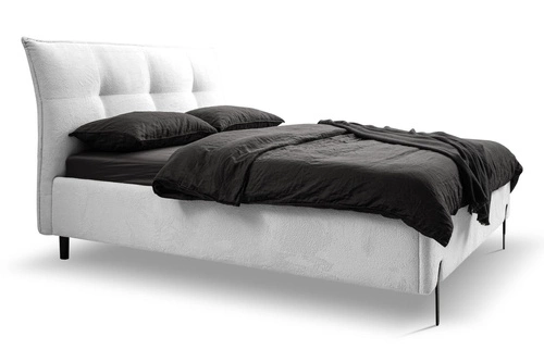 Łóżko tapicerowane Biscuit 160x200 białe z pojemnikiem skandynawskie do sypialni