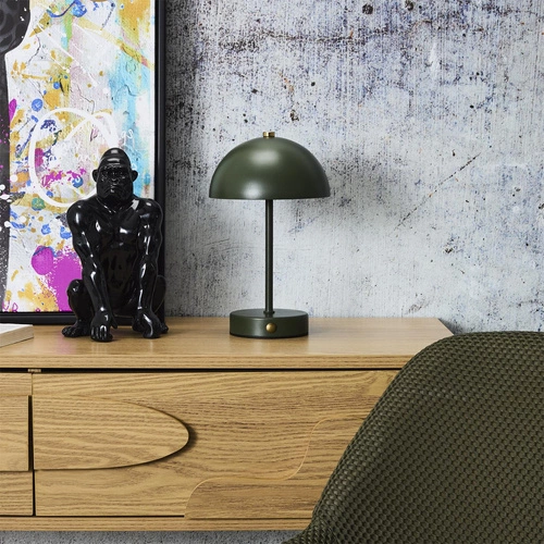 Lampka nocna LED bezprzewodowa Funghi zielona metalowa do sypialni z akumulatorem