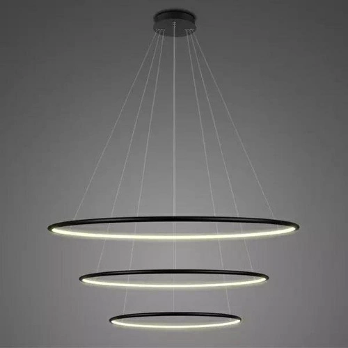 Lampa sufitowa LED Ledowe Okręgi 80cm czarna nowoczesna do salonu z regulacją wysokości