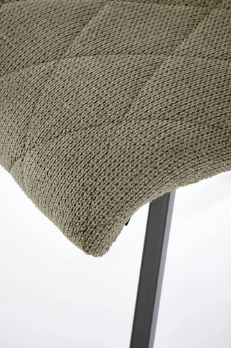 Krzesło tapicerowane Fenri oliwkowe do jadalni i salonu nowoczesne na czarnych nogach Intesi