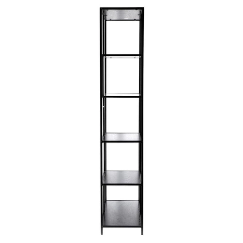 Regał na książki do salonu Seaford II czarny nowoczesny metalowy wysoki 77 cm Intesi