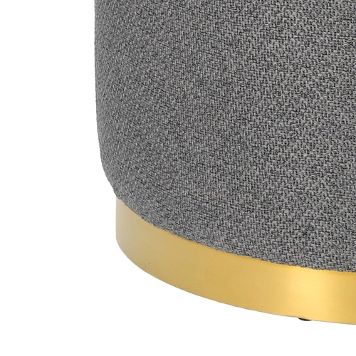 Pufa Kung XL okrągła ciemnoszara glamour do salonu tapicerowana na złotej podstawie 60x47 cm