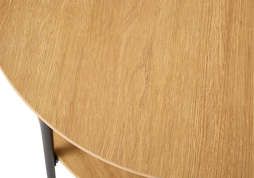 Stolik pomocniczy Pensacola okrągły 50 cm dąb czarny nowoczesny