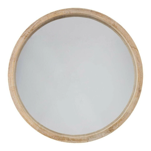 Okrągłe lustro Olav 52cm w drewnianej ramie naturalnej do salonu na ścianę