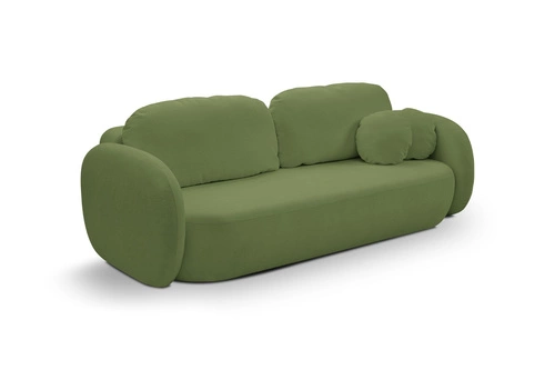Sofa rozkładana Salby 3 osobowa z funkcją spania i pojemnikiem zielona do salonu