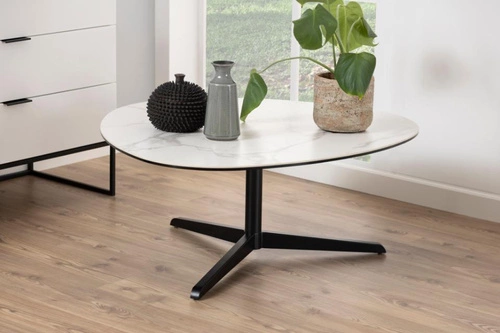 Stolik kawowy Barnsley S owalny szklano-ceramiczny czarny nowoczesny do salonu Actona