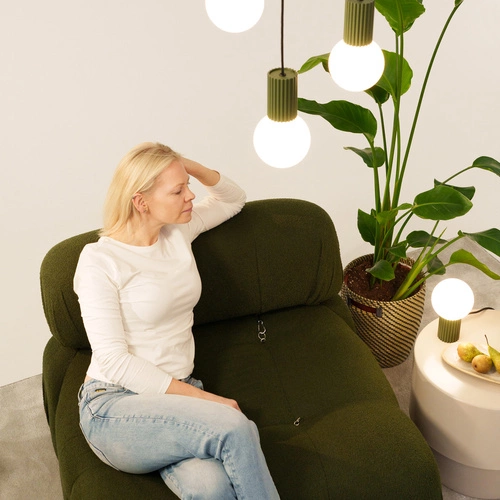 Lampa wisząca HALO 1 zielona oliwka nowoczesna kula do salonu kuchni sypialni 120 cm