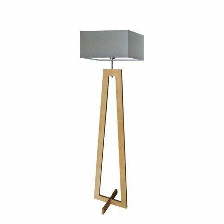 Lampa podłogowa JAWA abażur szary stalowy stelaż dębowy