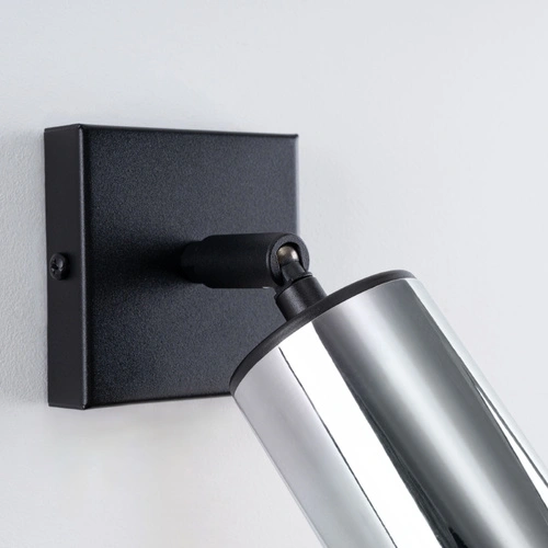 Nowoczesny kinkiet ścienny WINX czarny chrom regulowany metalowy do salonu i sypialni SOLLUX