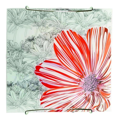 Plafon sufitowy Spring kwadratowy czerwony 30x30 szklany nowoczesny do salonu CANDELLUX