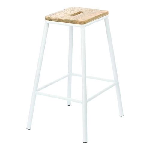 Hoker Seattle White 66 cm drewniany bez oparcia do kuchni i jadalni biały Intesi
