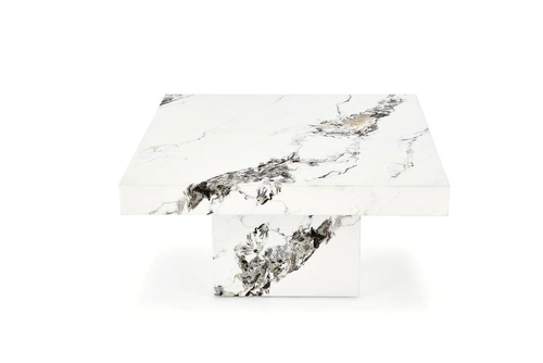 Liton nowoczesny stolik kawowy kwadratowy biały marmur glamour do salonu 80x80 cm