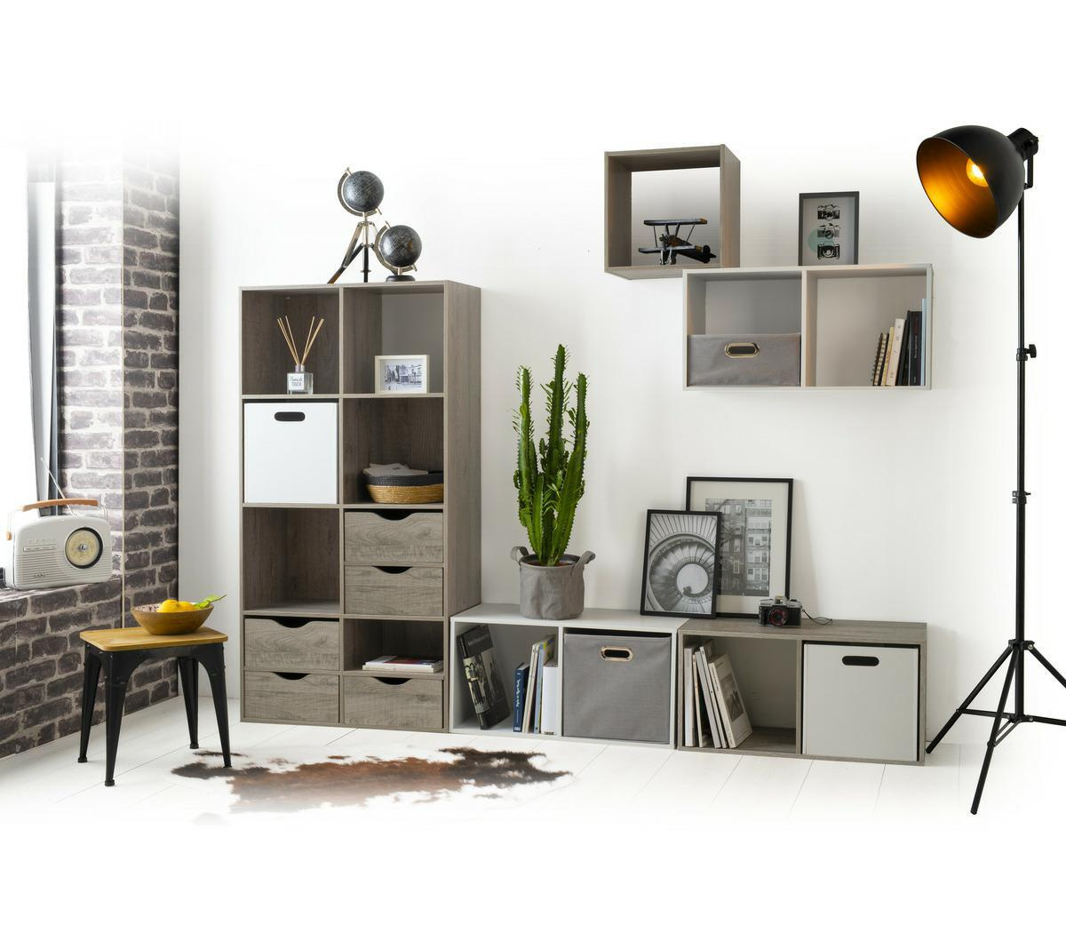 Regał na książki wiszący modułowy Kali naturalny nowoczesny do salonu i sypialni 34,5x34,5 cm