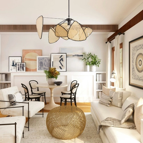 Lampa wisząca NATURA 100 cm rattanowa regulowana do jadalni i salonu boho Step into Design