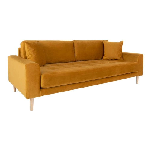 Sofa Lido 3 żółta/ nogi naturalne