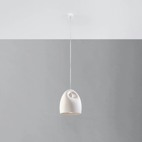 Lampa wisząca ceramiczna BUKANO biała nowoczesna do salonu i jadalni nad stół