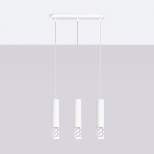 Nowoczesna lampa wisząca LIRO 3L biała metalowa do salonu i kuchni SOLLUX LIGHTING