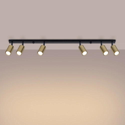 Plafon sufitowy LED WINX 6L czarny złoty nowoczesny do salonu i jadalni SOLLUX