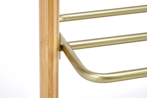 Wieszak stojący z półką i koszykiem Toque naturalny bambusowy do przedpokoju skandynawski