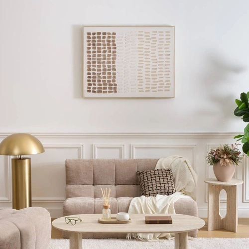 Stolik kawowy Anaya owalny do salonu nowoczesny trawertyn 120x60 cm