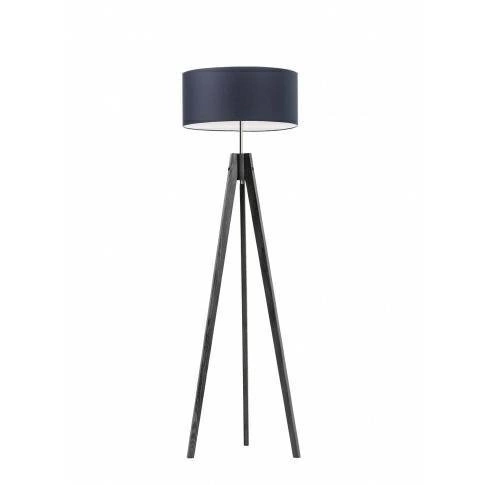 Lampa podłogowa stojąca do pokoju dziecięcego HAITI granatowa drewniana z abażurem Lysne