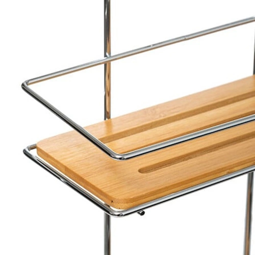 Półka łazienkowa pod prysznic Venterra 2-poziomowa bambusowa metalowa boho z haczykami 5five