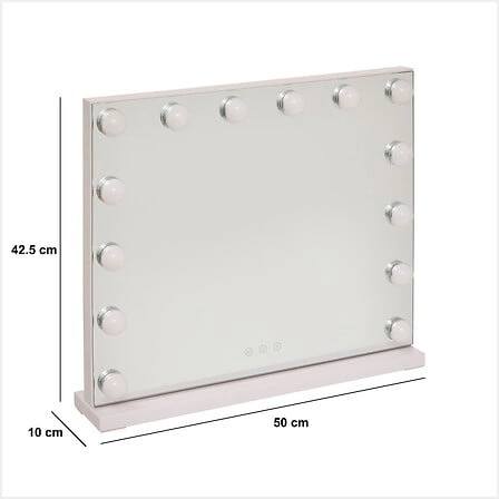 Lustro LED Holly do toaletki w białej ramie prostokątne z oświetleniem 50x42,5 cm