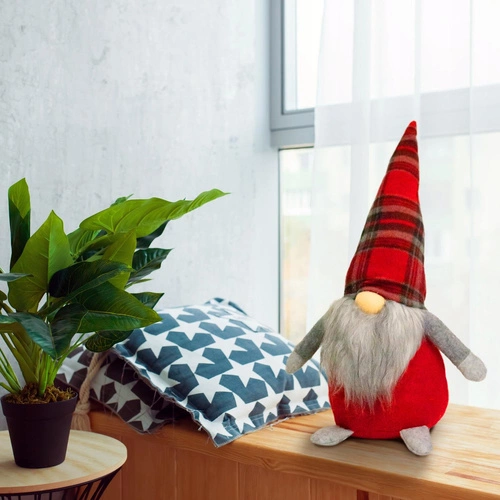 Skrzat siedzący czerwona kratka 44cm